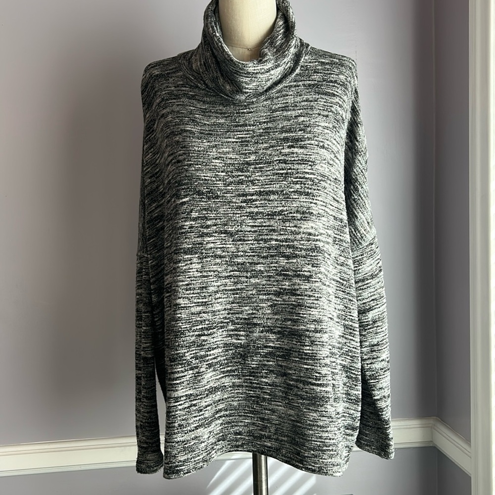 Primark gray marled heather cowl neck batwing sleeve boxy sweater top Size M